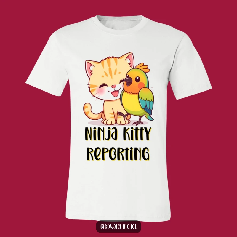 Funny Cat Bird Sneak T-Shirt: Playful Feline Tee, Perfect Gift