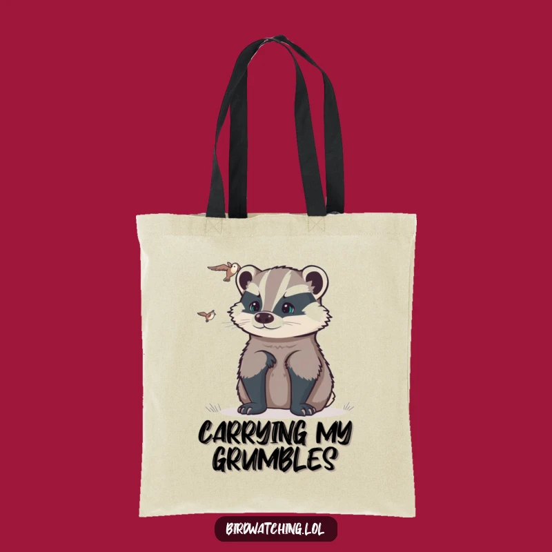Funny Determined Badger Flyer Tote Bag: Humorous Gift for the Sharp and Prepared