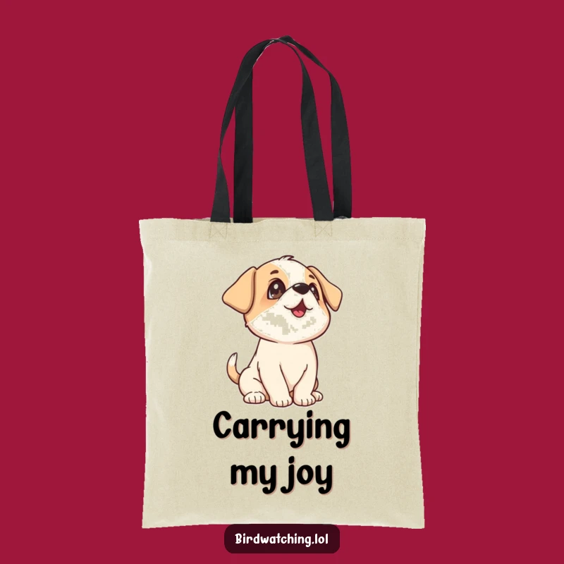 Funny Playful Puppy Tote Bag: Joyful Wagging Tail Carryall
