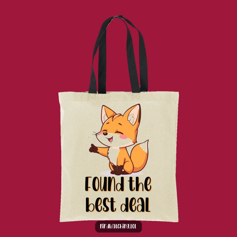 Funny Smiling Fox Tote Bag: Exciting Pointing Explorer Carryall
