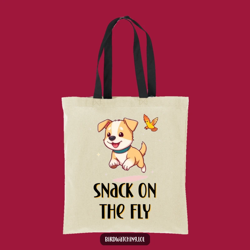Funny Dog Tote Bag: Playful Bird Chasing Accessory Gift