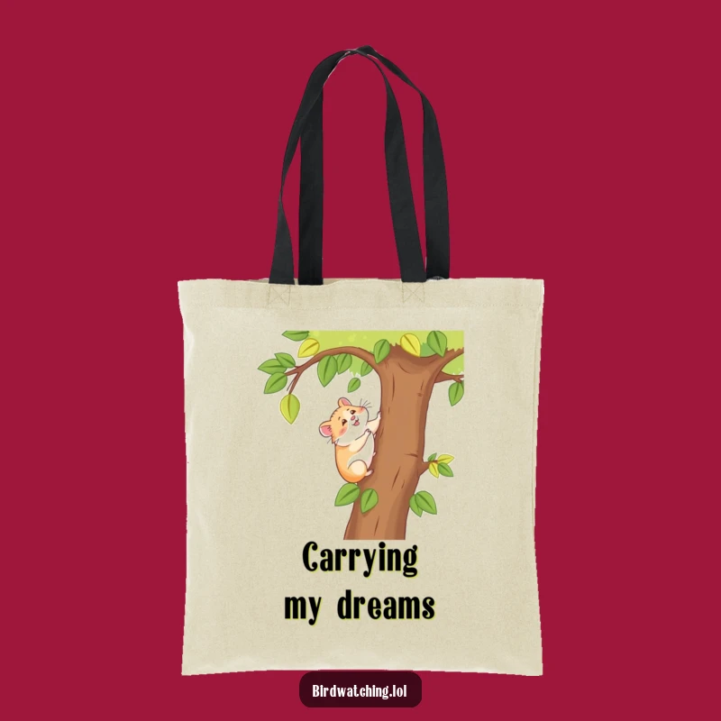 Funny Happy Hamster Tote Bag: Joyful Tree Climber Pet Carryall