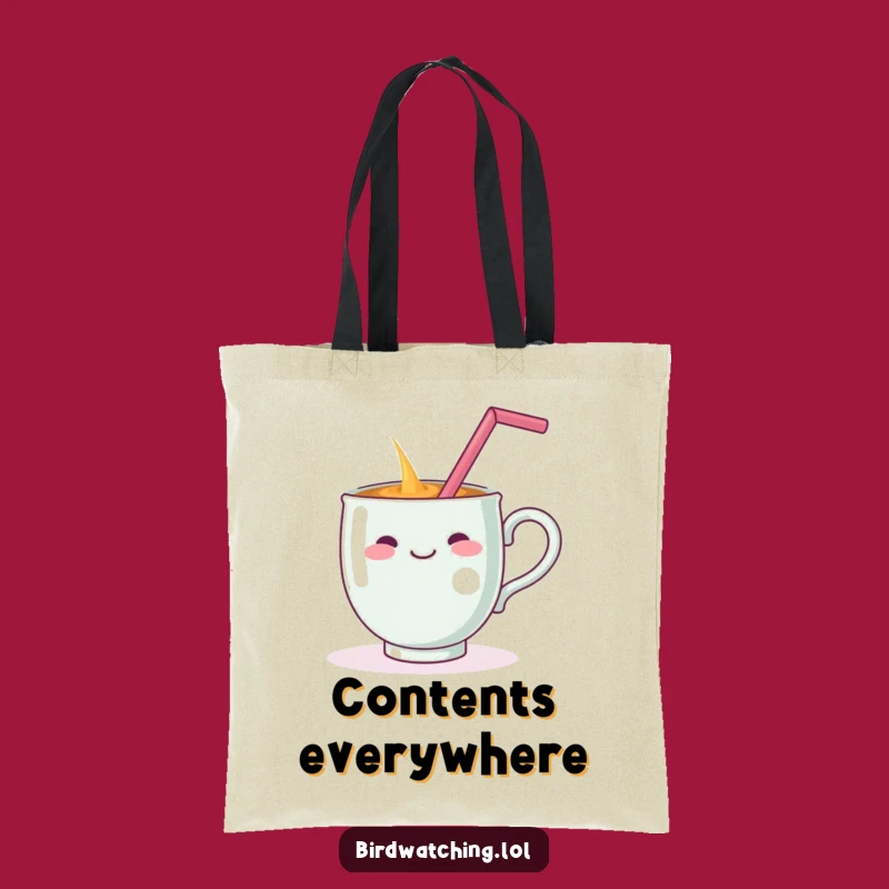 Funny Teacup Spill Tote Bag - Whimsical & Practical Drink Humor