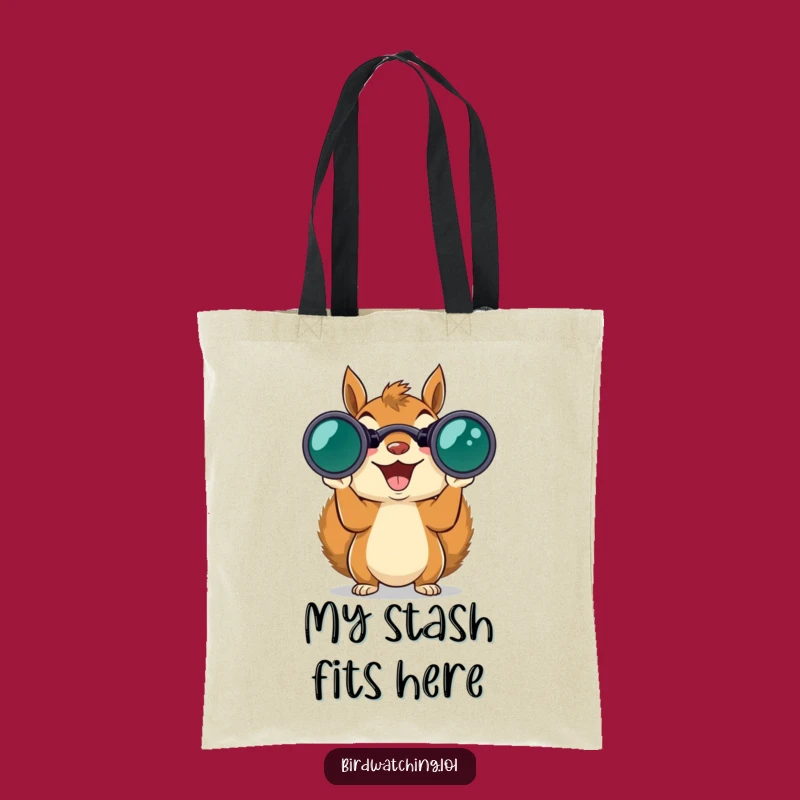 Funny Squirrel Binoculars Tote Bag: Casual Wildlife Accessory, Perfect Gift